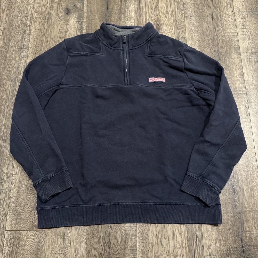 Vineyard Vines Sweatshirt Mens Large Navy Shep Shirt 1/4 Zip Pullover Logo
